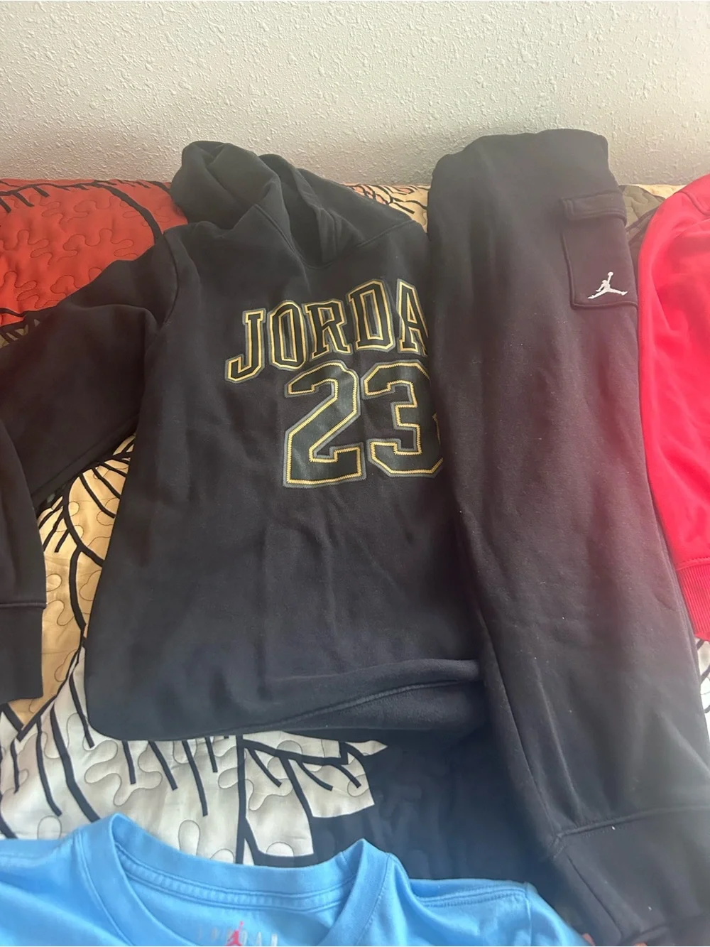 New Balance Kids Black Hoodie with Gray Joggers Matching Set